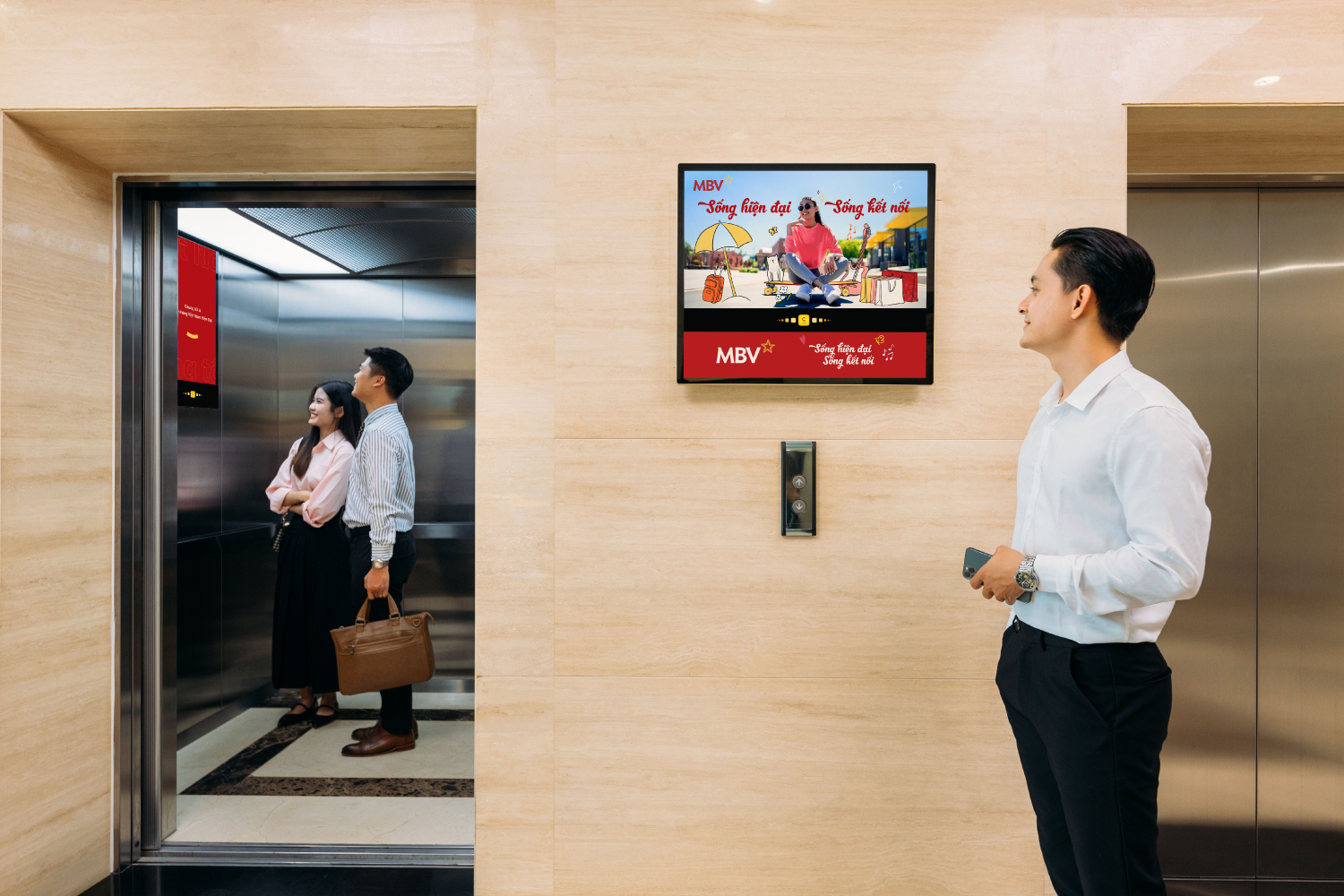 Chicilon Media's advertising screens are placed in prime lobby locations